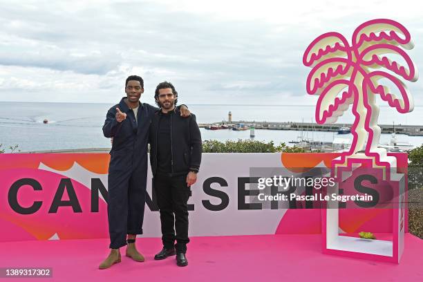 Yoli Fuller and Vincent Heneine attend the "Vincent Heneine & Yoli Fuller" photocall during the 5th Canneseries Festival on April 03, 2022 in Cannes,...