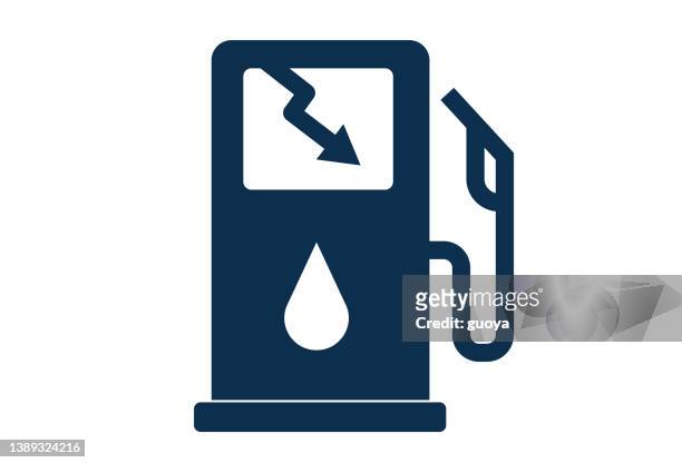 stockillustraties, clipart, cartoons en iconen met oil prices falling, gas station icon. - lowering