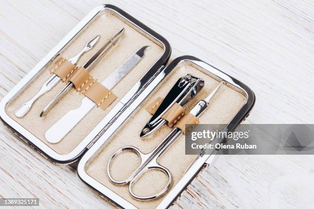 manicure case with nail tools. - nail file stock pictures, royalty-free photos & images