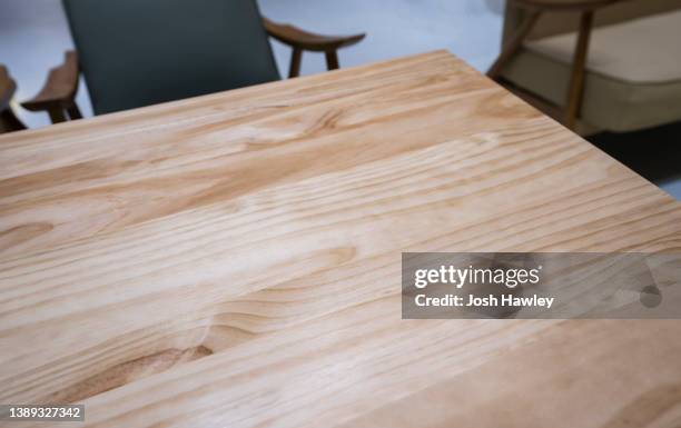 close-up of empty table - wood desk stock pictures, royalty-free photos & images