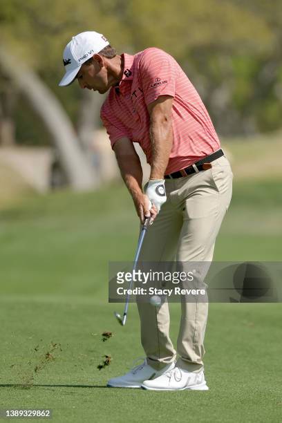 Charles Howell III plays his shot on the first hole during the fourth round of the Valero Texas Open at TPC San Antonio on April 03, 2022 in San...