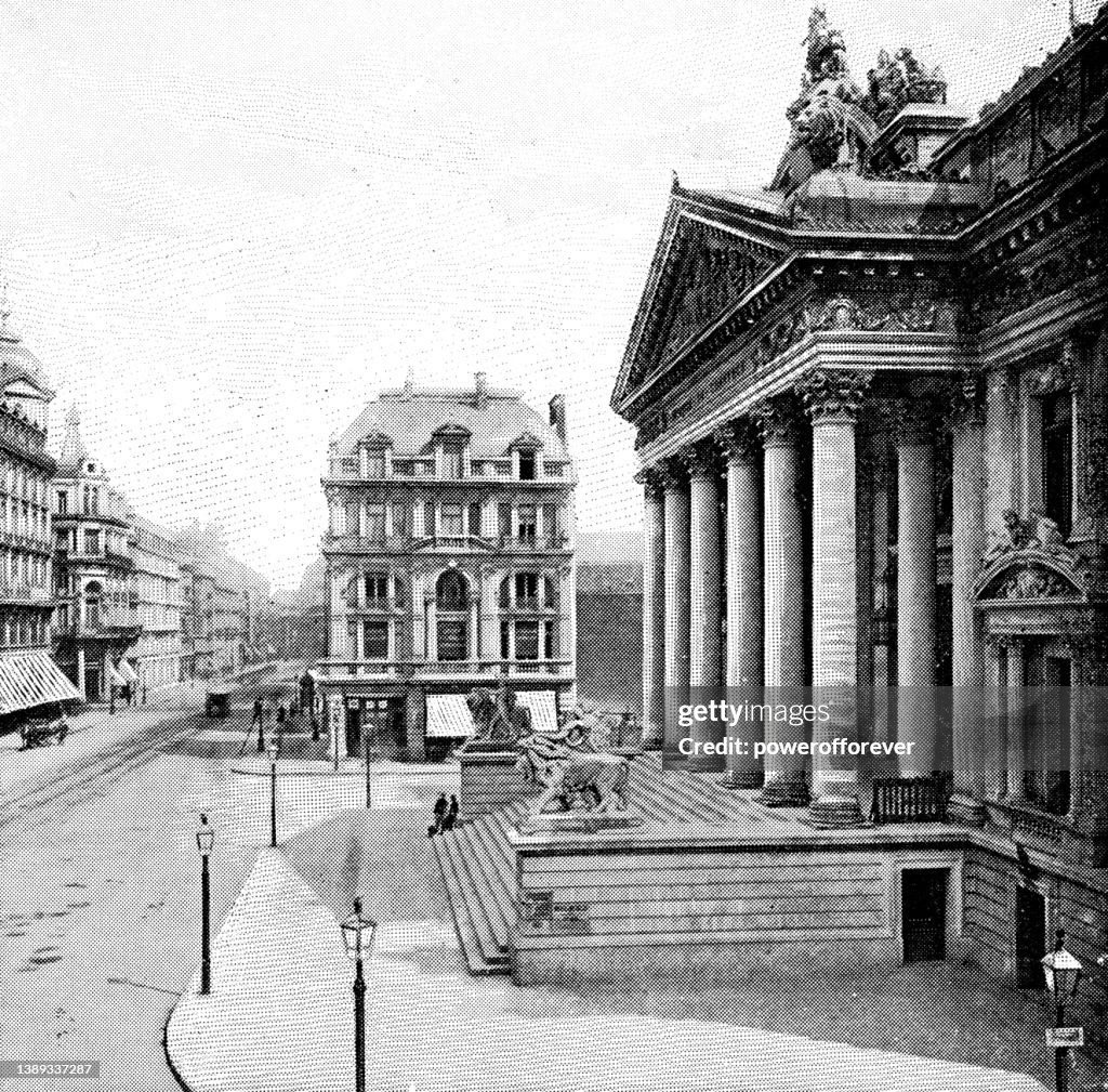 Brussels Stock Exchange Building on the Place de la Bourse in Brussels, Belgium - 19th Century