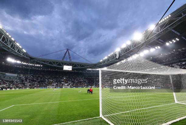 General view inside of the stadium ahead of the Serie A match between Juventus and FC Internazionale at Allianz Stadium on April 03, 2022 in Turin,...
