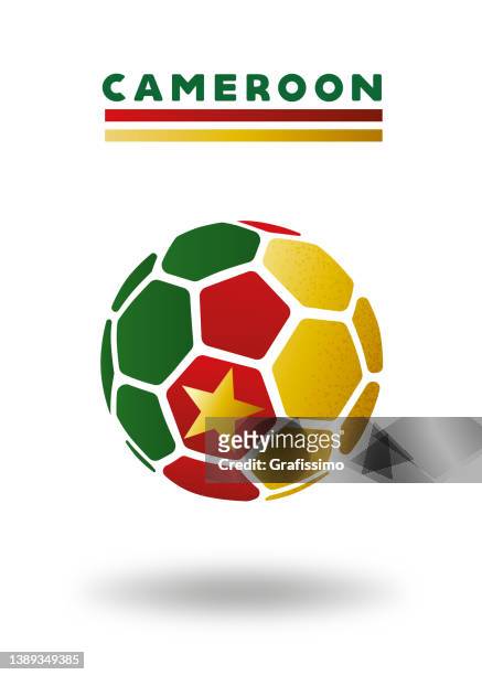 ilustrações de stock, clip art, desenhos animados e ícones de cameroon soccer ball on white background - bandeira dos camarões