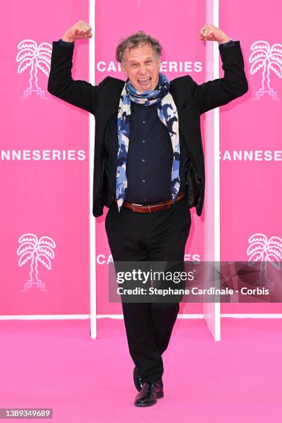 Charles Berling attends the pink carpet during the 5th Canneseries Festival - Day Three on April 03, 2022 in Cannes, France.