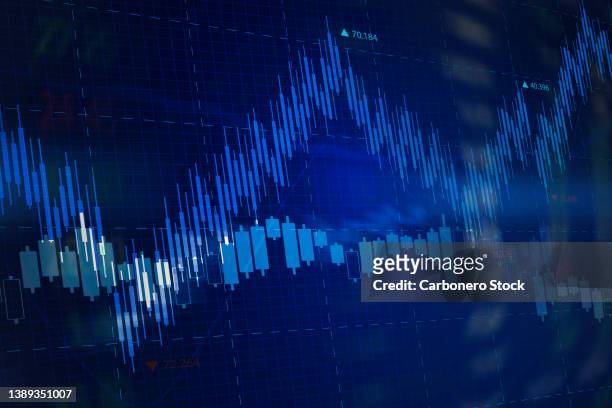 digital screen forex charts business trading. - stock market traders stock pictures, royalty-free photos & images