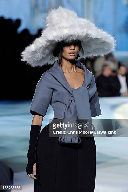 Model walks the runway at the Marc Jacobs Autumn Winter 2012 fashion show during New York Fashion Week on February 13, 2012 in New York, United...