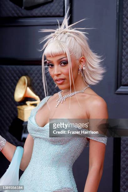 Doja Cat attends the 64th Annual GRAMMY Awards at MGM Grand Garden Arena on April 03, 2022 in Las Vegas, Nevada.