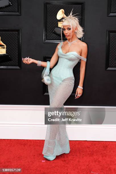 Doja Cat attends the 64th Annual GRAMMY Awards at MGM Grand Garden Arena on April 03, 2022 in Las Vegas, Nevada.