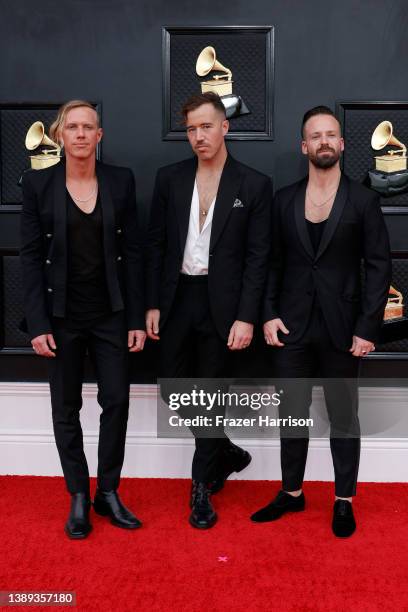 Rüfüs Du Sol attends the 64th Annual GRAMMY Awards at MGM Grand Garden Arena on April 03, 2022 in Las Vegas, Nevada.