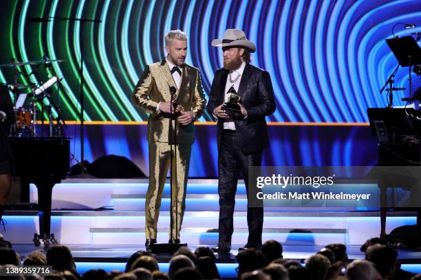 Osborne and John Osborne of Brothers Osborne accept the Best Country Duo/Group Performance award onstage 64th Annual GRAMMY Awards Premiere Ceremony...