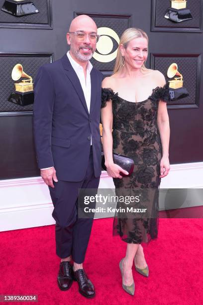 Jo Koy and Chelsea Handler attend the 64th Annual GRAMMY Awards at MGM Grand Garden Arena on April 03, 2022 in Las Vegas, Nevada.