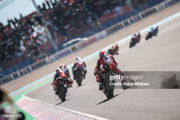 Jack Miller of Australia and Ducati Lenovo Team brakes into turn one during the MotoGP race of Argentina at the Autódromo Termas de Río Hondo on...