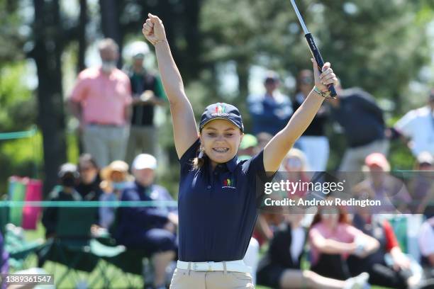 Mia Hammond of the girls 14-15 group competes in the Drive, Chip and Putt Championship at Augusta National Golf Club on April 03, 2022 in Augusta,...