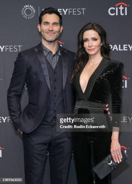 Tyler Hoechlin and Bitsie Tulloch attend the 39th annual PaleyFest LA - "Superman & Lois" at Dolby Theatre on April 03, 2022 in Hollywood, California.
