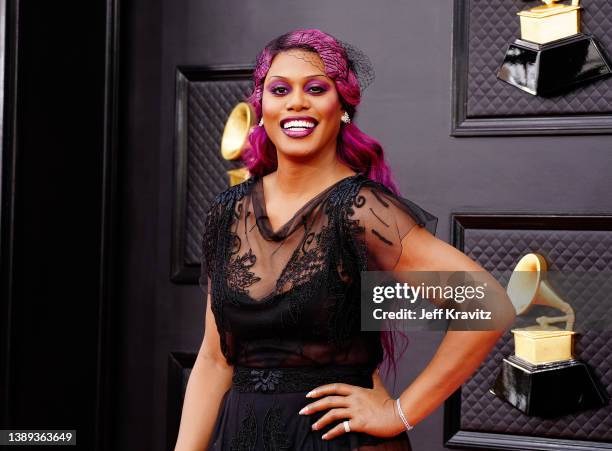 Laverne Cox attends the 64th Annual GRAMMY Awards at MGM Grand Garden Arena on April 03, 2022 in Las Vegas, Nevada.