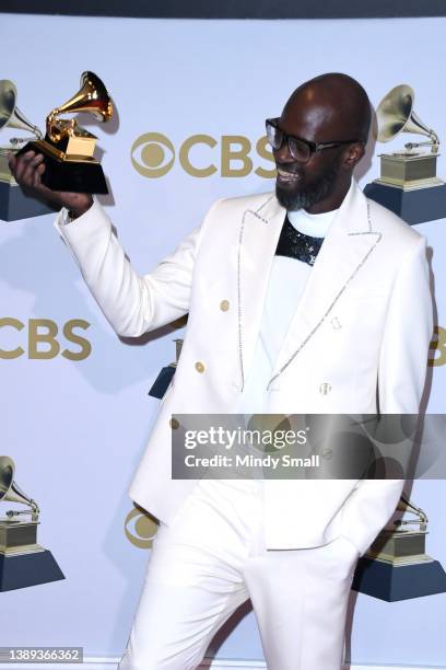 Black Coffee, winner of Best Dance/Electronic Music Album for "Subconsciously" poses in the press room during the 64th Annual GRAMMY Awards at MGM...