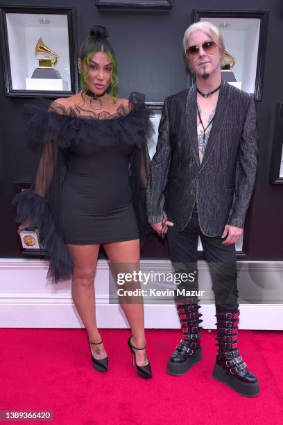 Rita Lowery and John 5 of Rob Zombie attend the 64th Annual GRAMMY Awards at MGM Grand Garden Arena on April 03, 2022 in Las Vegas, Nevada.