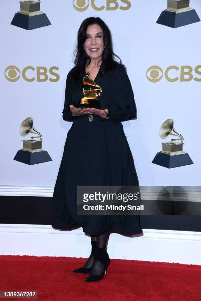 Olivia Harrison, winner of Best Boxed Or Special Limited Edition Package for "All Things Must Pass: 50th Anniversary Edition" poses in the press room...