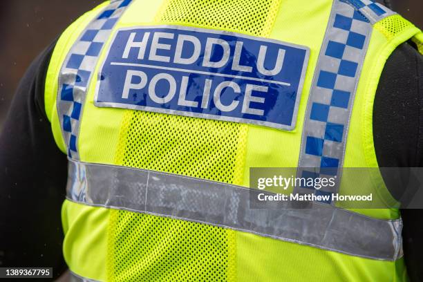 Close-up of a South Wales Police officer's uniform on November 6, 2021 in Cardiff, Wales.