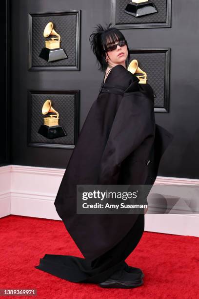 Billie Eilish attends the 64th Annual GRAMMY Awards at MGM Grand Garden Arena on April 03, 2022 in Las Vegas, Nevada.