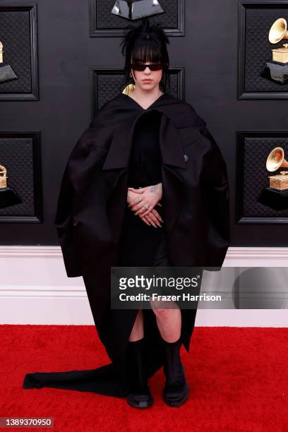Billie Eilish attends the 64th Annual GRAMMY Awards at MGM Grand Garden Arena on April 03, 2022 in Las Vegas, Nevada.