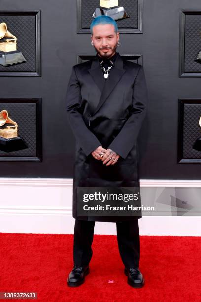 Balvin attends the 64th Annual GRAMMY Awards at MGM Grand Garden Arena on April 03, 2022 in Las Vegas, Nevada.