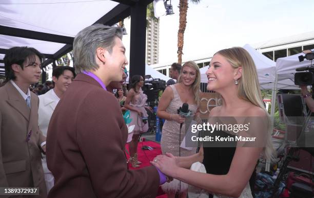 Of BTS and Kelsea Ballerini attend the 64th Annual GRAMMY Awards at MGM Grand Garden Arena on April 03, 2022 in Las Vegas, Nevada.