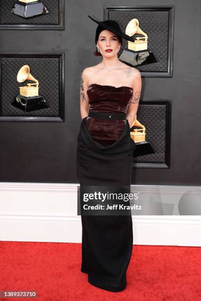 Halsey attends the 64th Annual GRAMMY Awards at MGM Grand Garden Arena on April 03, 2022 in Las Vegas, Nevada.