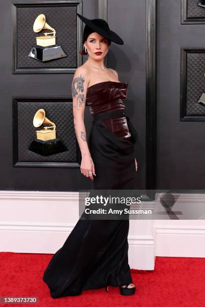 Halsey attends the 64th Annual GRAMMY Awards at MGM Grand Garden Arena on April 03, 2022 in Las Vegas, Nevada.