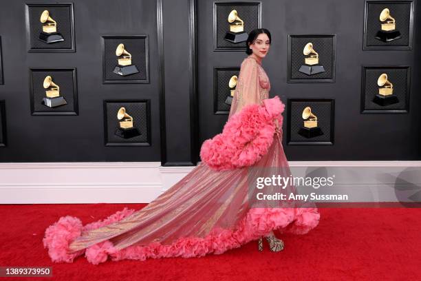 St. Vincent attends the 64th Annual GRAMMY Awards at MGM Grand Garden Arena on April 03, 2022 in Las Vegas, Nevada.