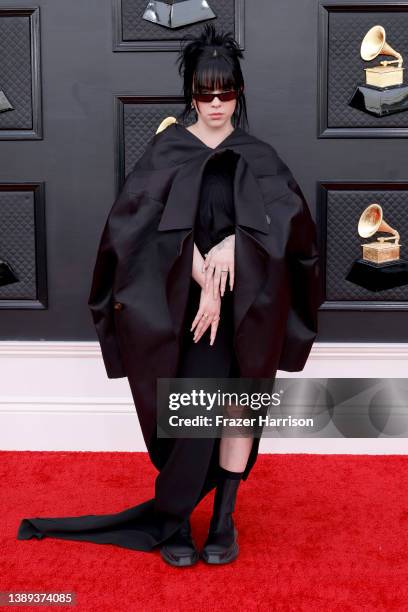 Billie Eilish attends the 64th Annual GRAMMY Awards at MGM Grand Garden Arena on April 03, 2022 in Las Vegas, Nevada.