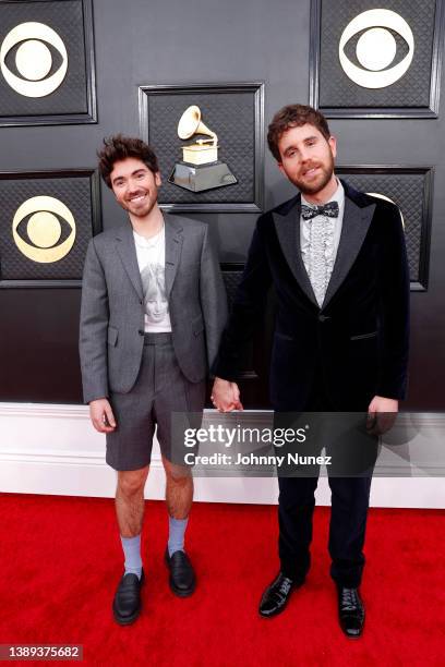 Noah Galvin and Ben Platt attend the 64th Annual GRAMMY Awards at MGM Grand Garden Arena on April 03, 2022 in Las Vegas, Nevada.