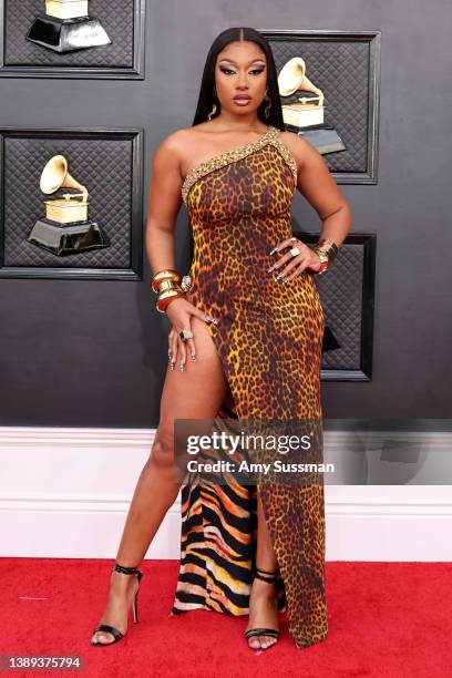 Megan Thee Stallion attends the 64th Annual GRAMMY Awards at MGM Grand Garden Arena on April 03, 2022 in Las Vegas, Nevada.