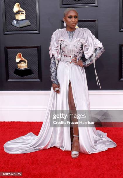 Cynthia Erivo attends the 64th Annual GRAMMY Awards at MGM Grand Garden Arena on April 03, 2022 in Las Vegas, Nevada.