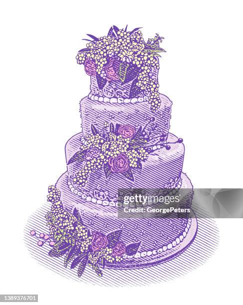 beautiful wedding cake - layer cake stock illustrations