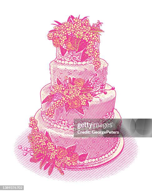 beautiful wedding cake - layer cake stock illustrations
