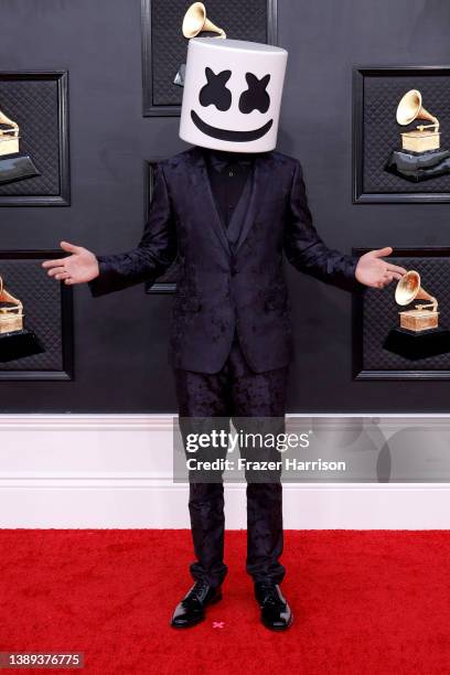 Marshmello attends the 64th Annual GRAMMY Awards at MGM Grand Garden Arena on April 03, 2022 in Las Vegas, Nevada.