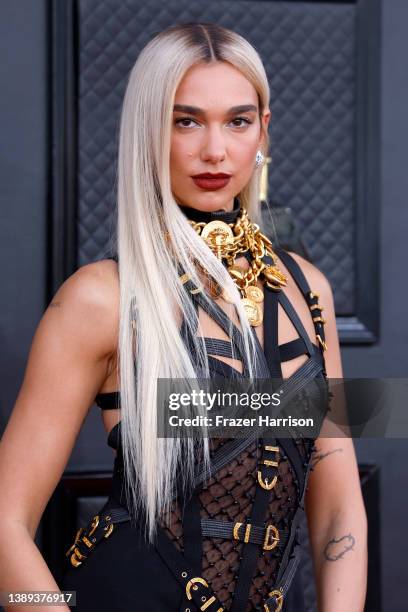 Dua Lipa attends the 64th Annual GRAMMY Awards at MGM Grand Garden Arena on April 03, 2022 in Las Vegas, Nevada.