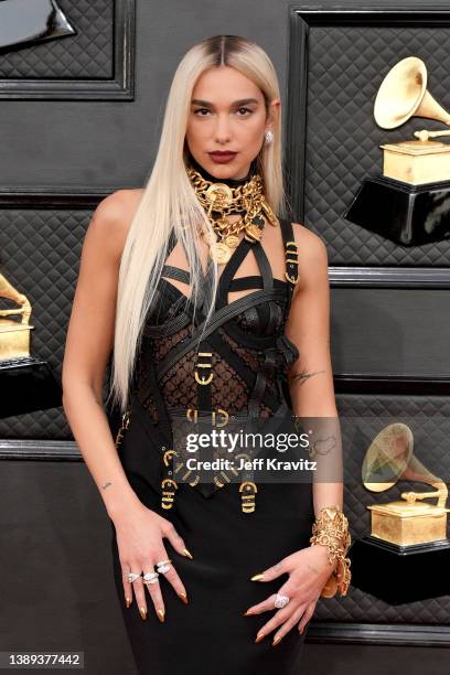 Dua Lipa attends the 64th Annual GRAMMY Awards at MGM Grand Garden Arena on April 03, 2022 in Las Vegas, Nevada.