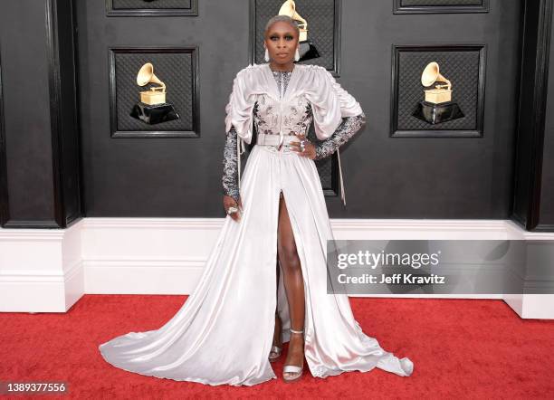 Cynthia Erivo attends the 64th Annual GRAMMY Awards at MGM Grand Garden Arena on April 03, 2022 in Las Vegas, Nevada.