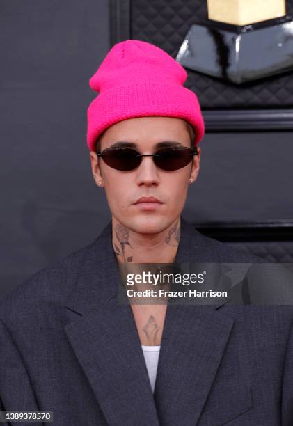 Justin Bieber attends the 64th Annual GRAMMY Awards at MGM Grand Garden Arena on April 03, 2022 in Las Vegas, Nevada.