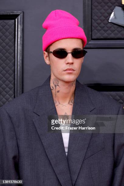 Justin Bieber attends the 64th Annual GRAMMY Awards at MGM Grand Garden Arena on April 03, 2022 in Las Vegas, Nevada.