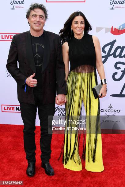 Wyc Grousbeck and Emilia Fazzalari attend the 4th Annual GRAMMY Awards Viewing Party to benefit Janie's Fund at Hollywood Palladium on April 3, 2022...