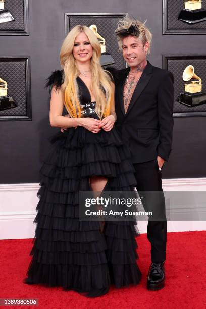 Avril Lavigne and Mod Sun attend the 64th Annual GRAMMY Awards at MGM Grand Garden Arena on April 03, 2022 in Las Vegas, Nevada.