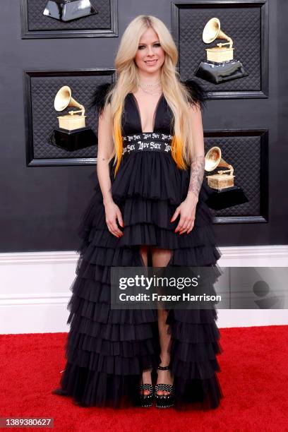 Avril Lavigne attends the 64th Annual GRAMMY Awards at MGM Grand Garden Arena on April 03, 2022 in Las Vegas, Nevada.