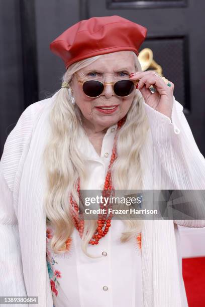 Joni Mitchell attends the 64th Annual GRAMMY Awards at MGM Grand Garden Arena on April 03, 2022 in Las Vegas, Nevada.