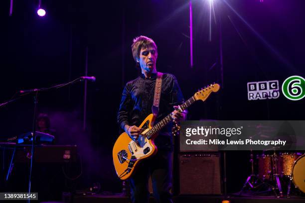 Johnny Marr performs on stage at Cardiff University as part of the BBC 6 Music Festival on April 03, 2022 in Cardiff, Wales.