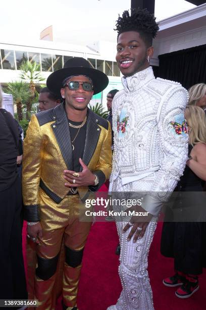 Jimmie Allen and Lil Nas X attend the 64th Annual GRAMMY Awards at MGM Grand Garden Arena on April 03, 2022 in Las Vegas, Nevada.