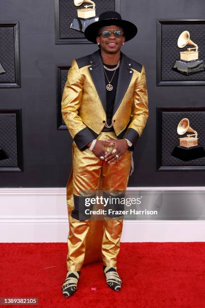Jimmie Allen attends the 64th Annual GRAMMY Awards at MGM Grand Garden Arena on April 03, 2022 in Las Vegas, Nevada.